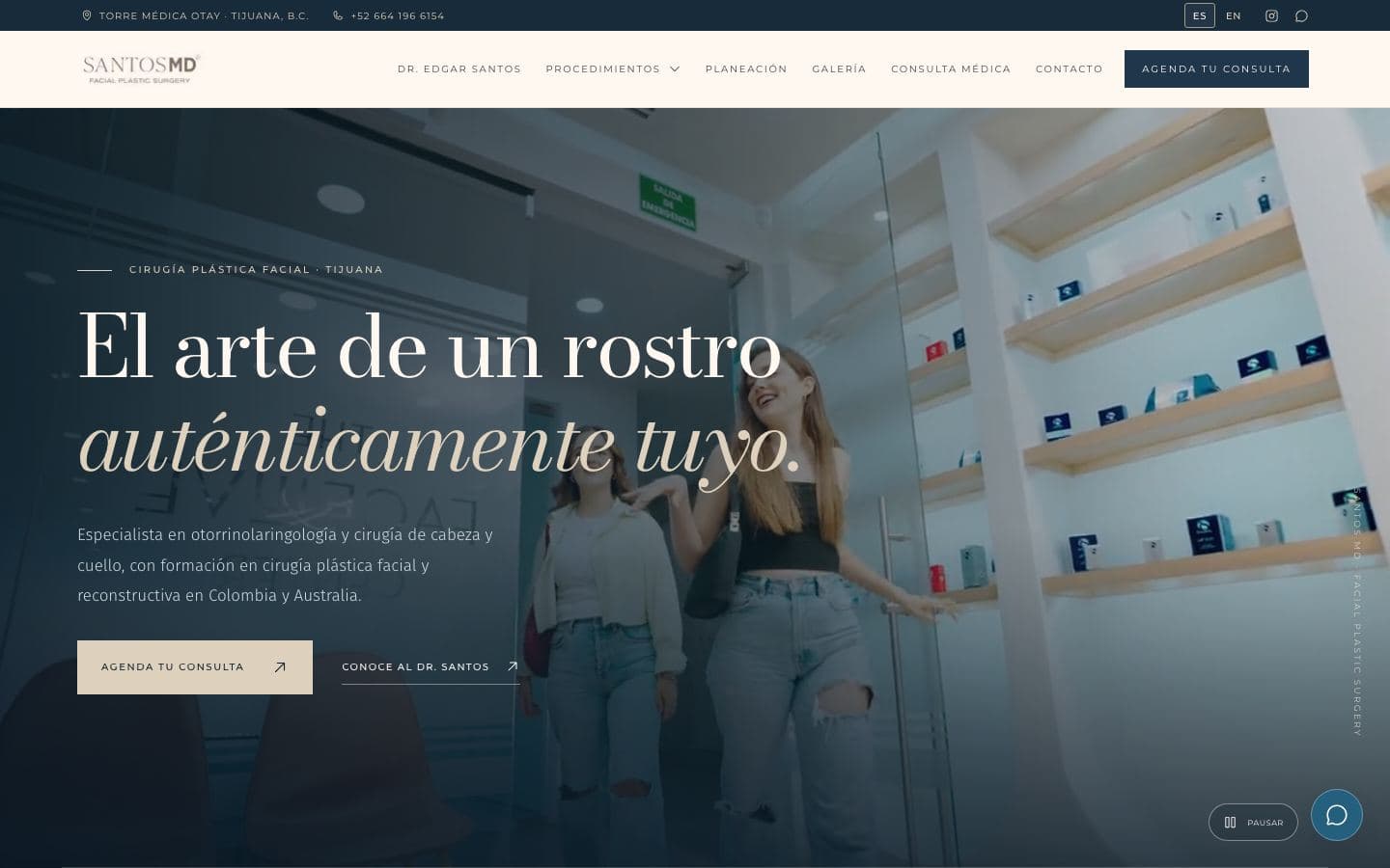 Sitio web de Santos MD, desarrollado por QRETARIA